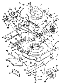 Mower Housing Assembly Diagram and Parts List for 22765B 1997 Briggs and Stratton Lawn Mower